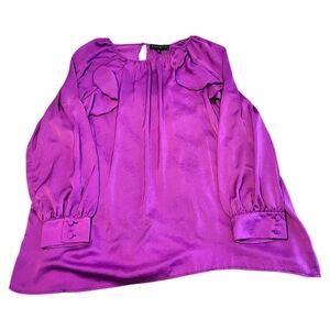 Eloquii Womens Size 22 Elegant Purple Blouse With Ruffled Neckline